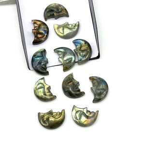 AAA Naturlig Labradorit Månansikte, Pråliga Labradorit Sniderier, 18 x 13 MM, Smyckestillverkning Snideri Ädelsten, Snidad Ansiktskristall, Ansiktsberlock bild 5