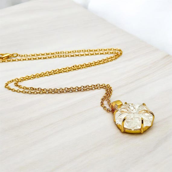 Collana Con Pendente Di Fiore In Cristallo D'oro(999