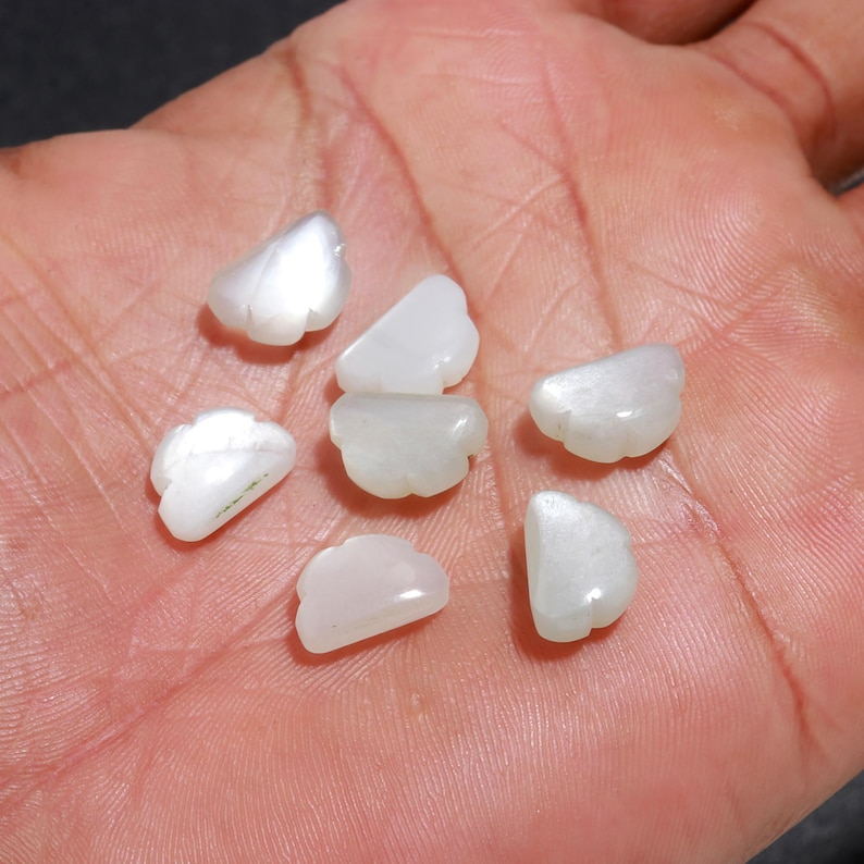 Natuurlijke witte maansteen wolkvormige kralen, AAA-maansteen wolkvormige briolettes, gladde handgesneden edelsteen, wolkvormige bedelkralen, 12 mm afbeelding 10