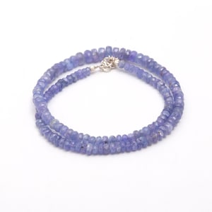 Natuurlijke tanzaniet kralenketting, paarse tanzaniet edelsteenketting, helende kristallen ketting, sierlijke handgemaakte ketting, verrassing voor liefde