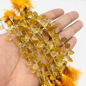 2,3,4,5,6 Pcs 100% Natural Citrine Leaf Shape Carving Gemstone Briolettes , Leaf Shape Carved Gemstone,  Carved Gemstone Beads For Jewellery