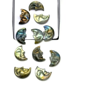 AAA Naturlig Labradorit Månansikte, Pråliga Labradorit Sniderier, 18 x 13 MM, Smyckestillverkning Snideri Ädelsten, Snidad Ansiktskristall, Ansiktsberlock bild 6