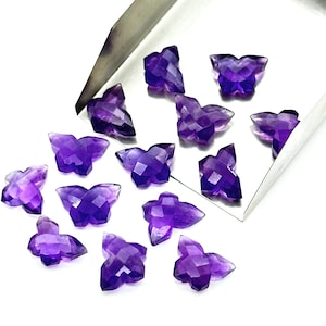 Natural Purple Amethyst Butterfly Shape Beads, Amethyst Hand Carved Faceted Loose Gemstone ,Jewelry Making Briolette's, Wholesale Charms14mm