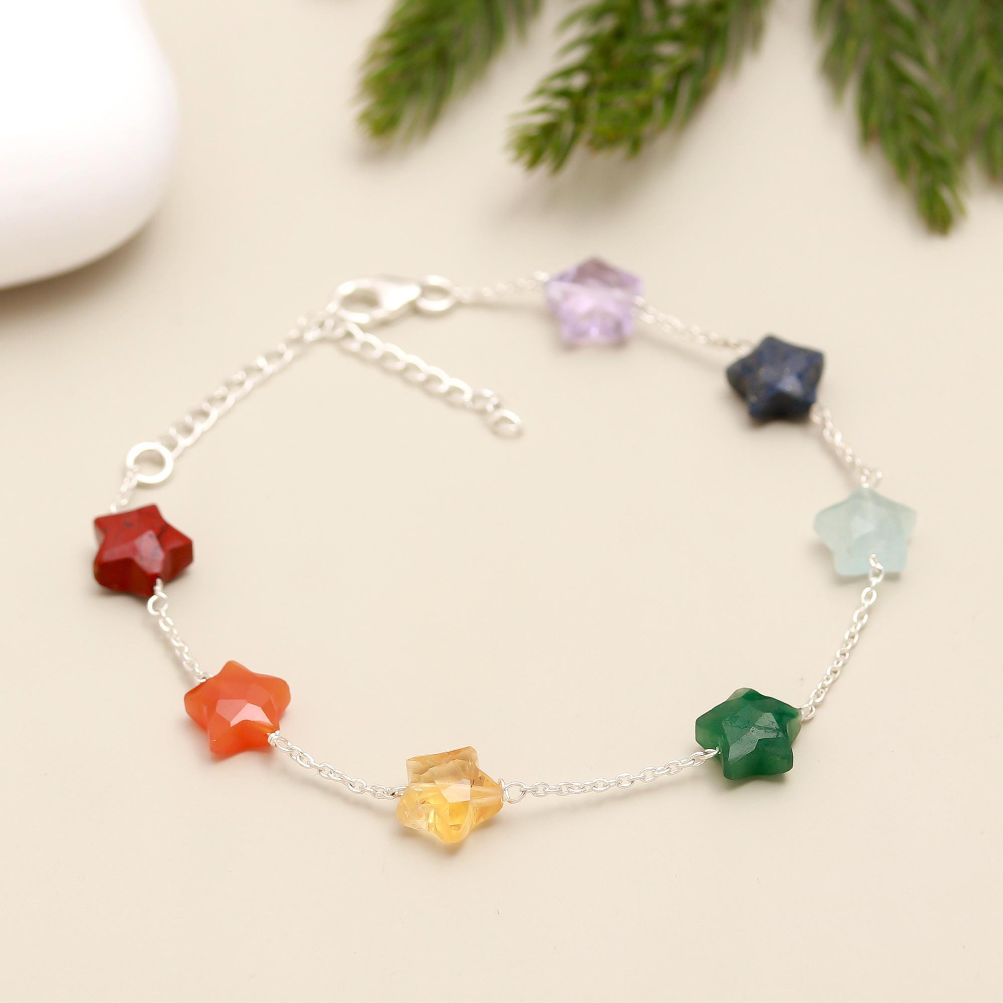 Bracciale in argento sterling con 7 pietre chakra, gioielli spirituali - Italia