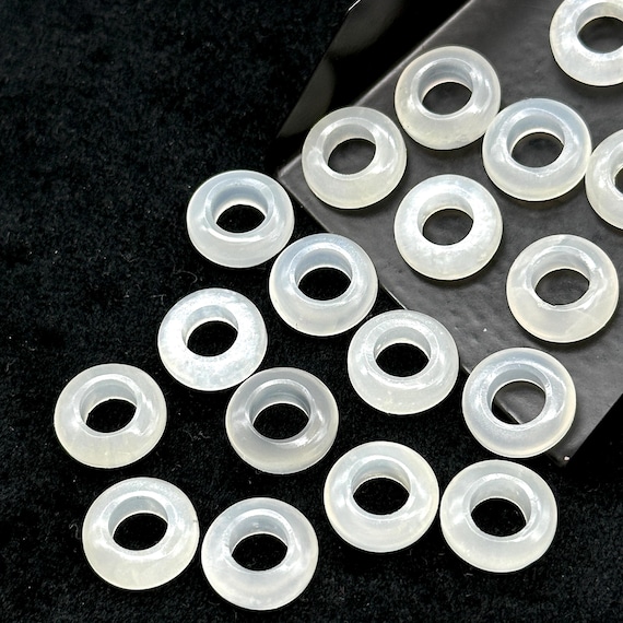 Natural White Moonstone Donut Shape Gemstones, Moonstone Donut Carving, Healing Gemstone Beads, 12 mm Moonstone Smooth Donut Beads
