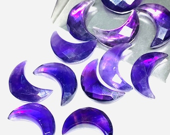 Natural Amethyst Moon Shape Beads, Purple Amethyst Moon Shape Charms, Faceted Moon Briolette's for Jewelry Making, 17 MM