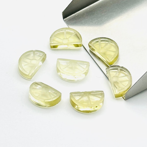 2,3,4,5 pcs 100% Natural lemon quartz fruit shape Gemstone, Loose Gemstone, half lemon Shape Gemstone Jewlery, Carved Gemstone 13.5x9 MM