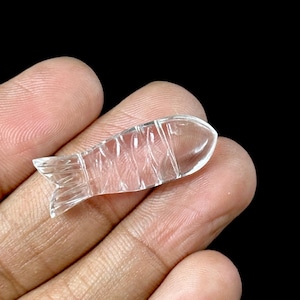 Natural Crystal Quartz Handmade Fish Carving Beads, Clear Fish Shape Carved Gemstone, Jewelry Making Gemstone, 10X30MM Loose Gemstone Fishes