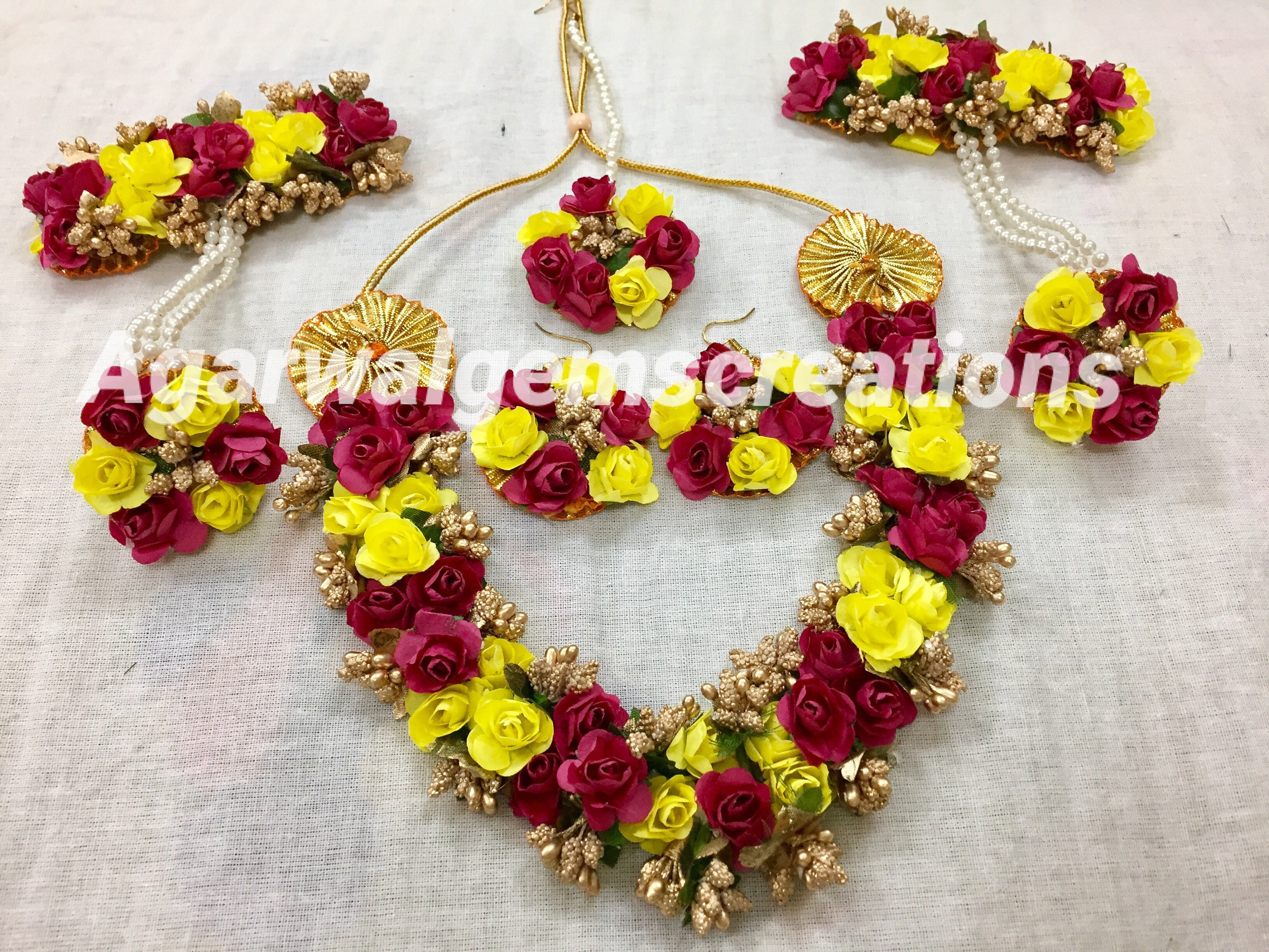 Handmade Flower Jewellery Indian Jewelry for Haldi Flower Etsy