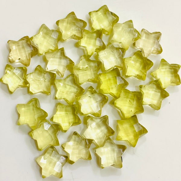 2,3,4,5 Pcs Natural Lemon Quartz faceted Star Shape Briolettes, Hand Carved Star Beads Briolettes, Star Shape Gemstone, Briolettes, 10 mm