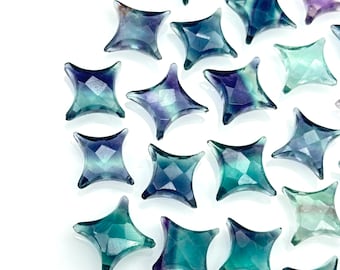Natural Multi Fluorite Ninja Star Shape Carving Beads, Fancy Star Shape Gemstone Beads, 11X15 MM Jewelry Making Star Shape Briolettes Beads