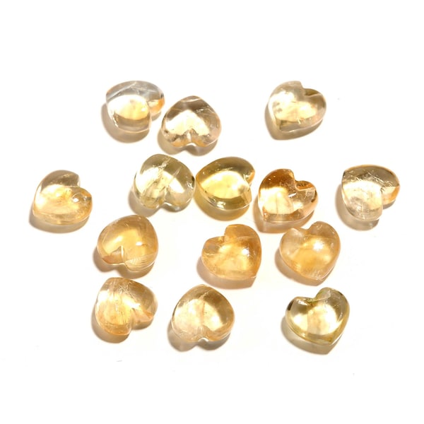 Genuine Citrine Heart Shape Beads, Yellow Citrine Smooth Heart Shape Charms, Plain Heart Briolette's for Jewelry Making, 8 MM, Loose Beads
