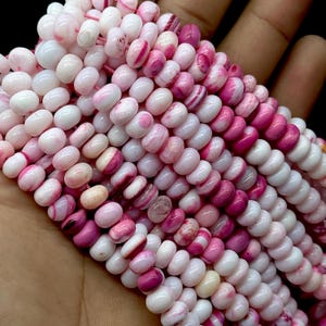 Witte en roze opaal gladde rondelle kralen, gearceerde opaalkralen voor sieraden maken, groothandel losse opaalkralen, 8 mm pastel opaal voor ambachtelijk maken
