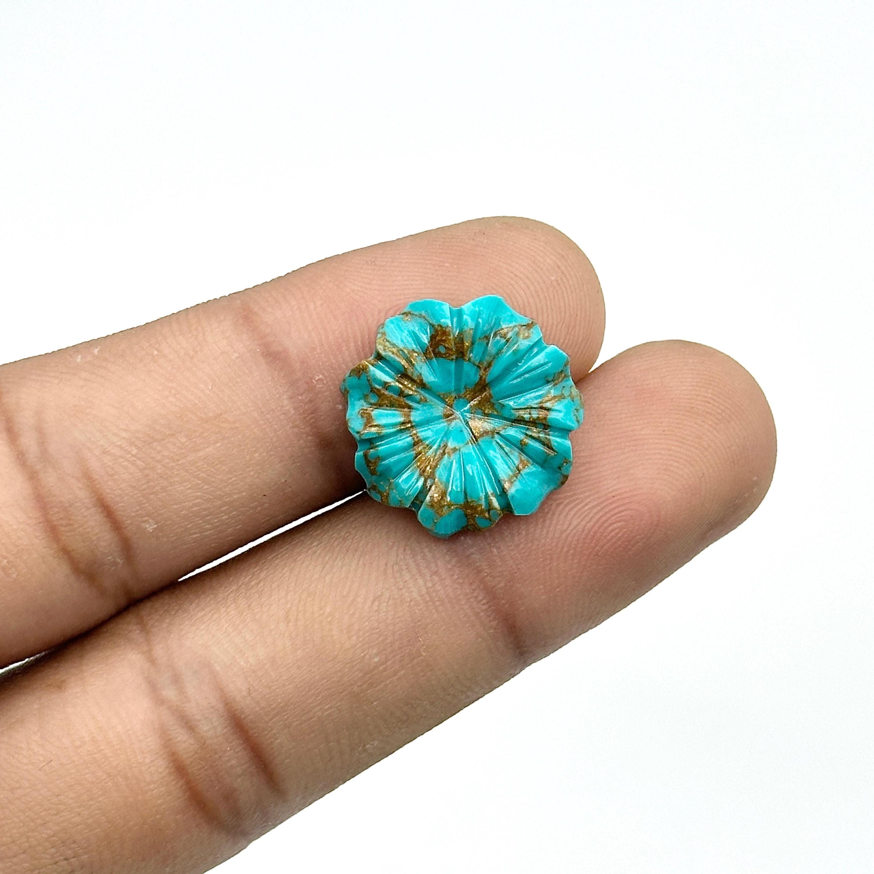 AAA銅ターコイズフラワーシェイプ彫刻、ジュエリー製作用