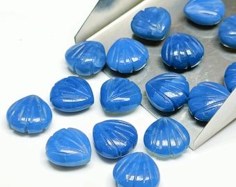 Natural Blue Opal Seashell Shape Beads, 12 MM Hand Carved Shell Shape Briolette's, Blue Opal Gemstone Shell Charms