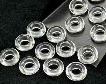 Natural Crystal Quartz Donut Shape Gemstones, Crystal Donut Carving, Healing Gemstone Beads, 12 mm Smooth Donut Beads, Gemstone Rings