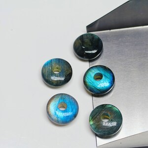 2,3,4,5,6 pcs 100% Natural labradorite donut Shape Carved Gemstone, Loose Gemstone, donut Shape Gemstone for Jewlery, Carved Gemstone 12 mm