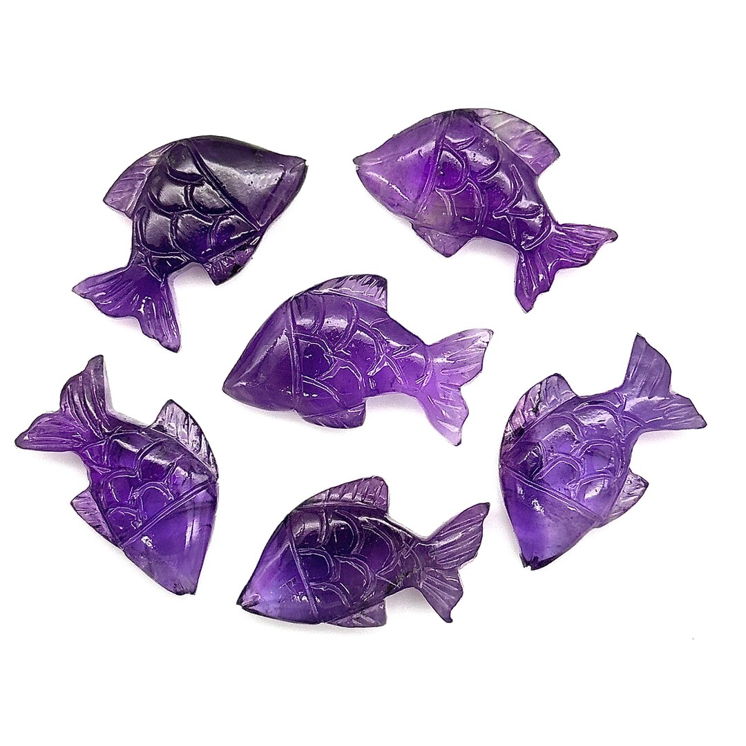 Carved Amethyst Fish Shape Stone, Natural Amethyst Fish Shape Gemstone ...