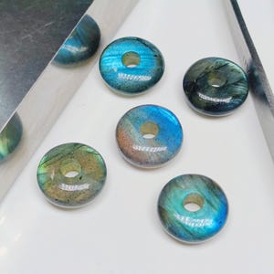 2,3,4,5,6 pcs 100% Natural labradorite donut Shape Carved Gemstone, Loose Gemstone, donut Shape Gemstone for Jewlery, Carved Gemstone 12 mm