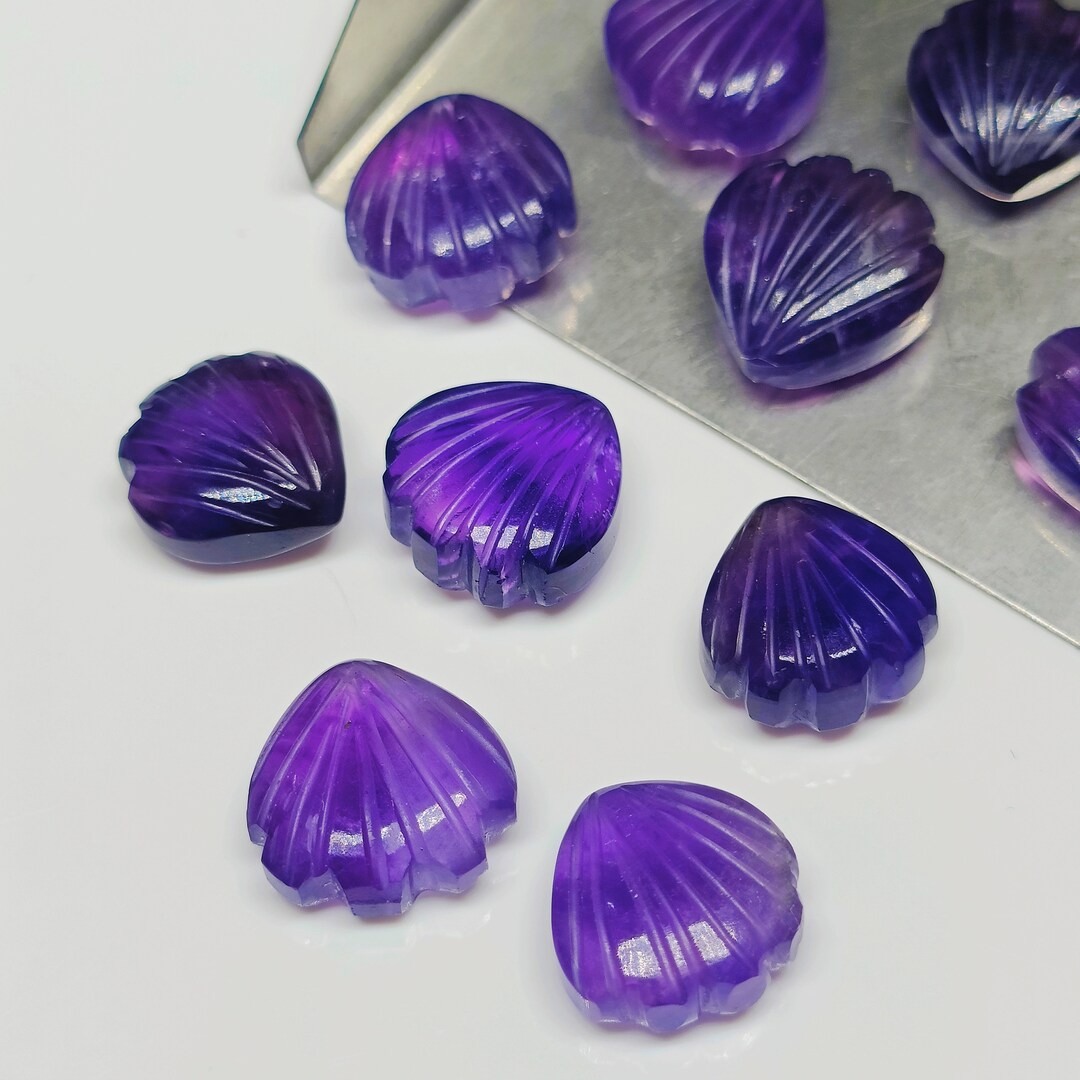 Natural Purple Amethyst Seashell Shape Briolette's, Hand Carved Shell ...
