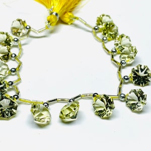 100% Natural  Lemon Quartz Round Concave Cut Shape Beads, 8 Inch Strand, Beads Strand, Gemstone For Jewellery, 10X6 mm