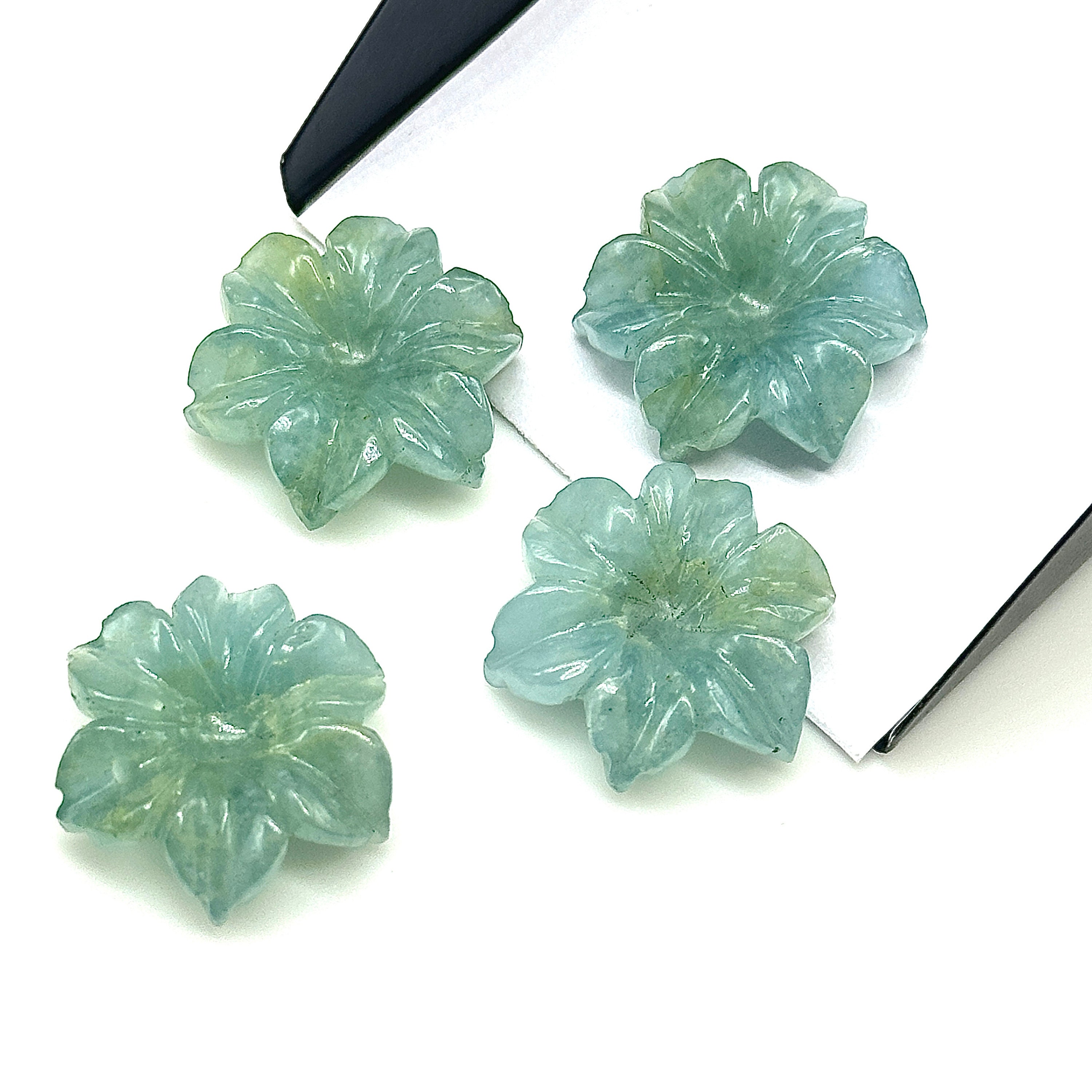 Natural Aquamarine Carved Flower, Hand Carved Flower Shape Gemstone, 18 mm Naturally Carved Flower for Jewelry, Aquamarine Carved Crystal