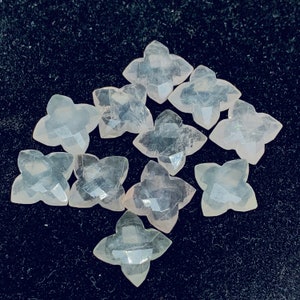 2,3,4,5 Pcs Natural Rose Quartz Hand Carved Flower Shape, Carved Flower Shape Gemstone For Jewellery, Flower Shape Gemstone, 12 mm
