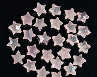 Miniature Stars, Natural Rose Quartz Faceted Carved Star Beads, Star Shape Gemstone for Jewelry, 8 mm Star Shape Briolette's, Star Charms