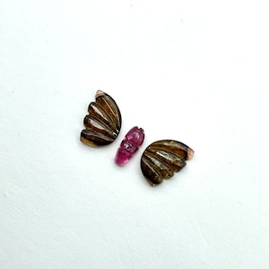 natural tourmaline  Butterfly Shape Carving, Hand carved tourmaline Butterfly loose carving, carved butterfly For jewelry Making,21x11mm