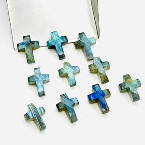 1,2,3,4,5 pcs Natural Labradorite Cross Shape Gemstone Beads, Faceted Cross Shape Carving Beads, 15X10 MM Cross Shape Charms, Energy Beads