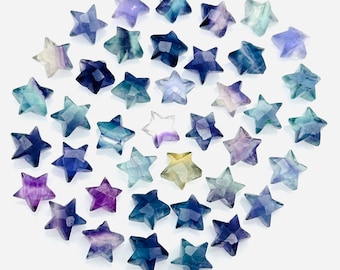Tiny Multi Fluorite Faceted Star Shape Beads, Beautiful Colorful Fluorite Star Beads, 8 MM Star Shape Gemstone for Jewlery, Carving Beads