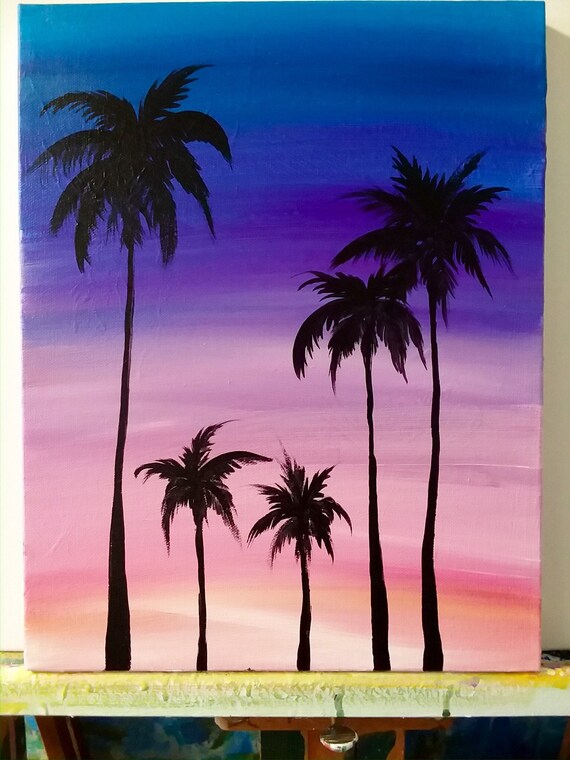 Sunset Palm Tree Painting 18 Etsy
