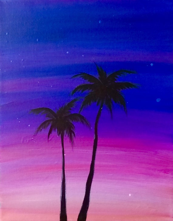 Sunset Palm Tree Painting 21 Etsy