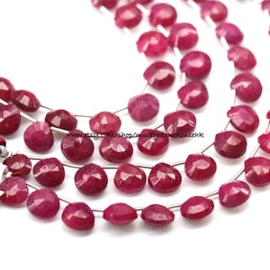 Dyed Ruby Concave Cut Heart Brioletts AAA