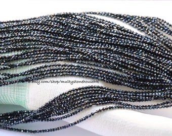 Midnight Blue Black Spinel Coated Micro Faceted Roundel 2x1 AAA