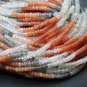 Cocarde lisse polie à la main multi-pierres de 3 à 3,5 mm AAA 13 pouces