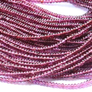 Rhodolite Garnet Main Polie Smooth Roundel 3.5-4mm AAA 13&quot;Inch Strand