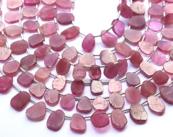 Natural Pink Tourmaline Slice Brioletts AAA 8"Inch Strand