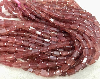 Pink strawberry Faceted Nuggets Brioletts AAA 13"Inch Strand