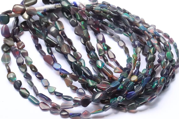 Black Ethiopian Opal Smooth Nuggets Brioletts AAA16"inch String