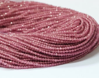 2mm Pink Tourmaline Micro Cut Roundel Faceted 13" Inch Strand AAA