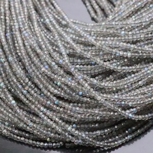 Labradorite  Micro Faceted Roundel  13&quot; inch Strand AAA