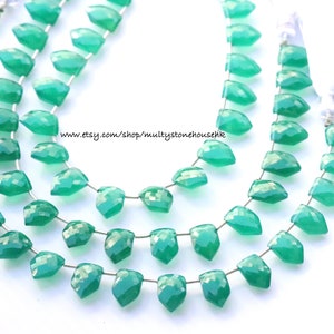 Green Onyx Micro Cut Pentagon shape Brioletts AAA 20cm (8"Inch ) Strand