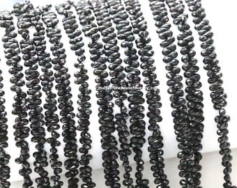 Natural Black Spinel Calibrated Micro Faceted Teardrops Brioletts 3.5x5mm AAA