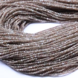 Chocolat Pierre de Lune Micro Cocarde à Facettes 2mm AAA 13&quot; Inch Strand