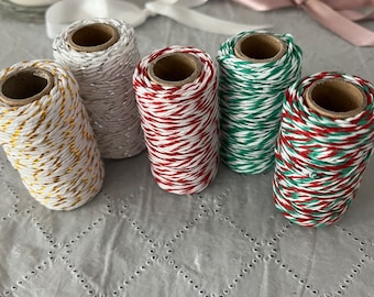 Christmas collection Bakers Twine | Sold by 3 meters (~3.25 yards) | Cotton String | Bakers Twine | Gift Wrap