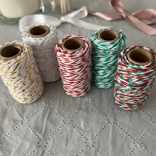 Christmas collection Bakers Twine | Sold by 3 meters (~3.25 yards) | Cotton String | Bakers Twine | Gift Wrap