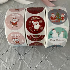 Weihnachtsaufkleber Seehunde | 1 Zoll Durchmesser Aufkleber | Sets mit 10, 25 oder 50 Aufklebern | Urlaub Aufkleber | Geschenkanhänger Aufkleber