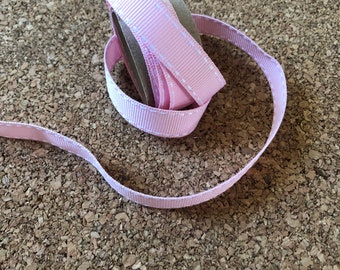 Cinta de grosgrain rosa claro de 13 mm con bordes cosidos en blanco / 1 metro / cinta de grosgrain / liquidación* / últimos lotes** / cinta decorativa