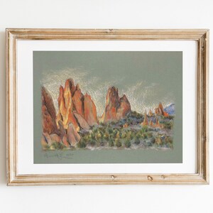 Garden of the Gods Pastel Art Print | 8x10 | colorado springs landmark, hiking, mountain scenery, national park, western nature landscape